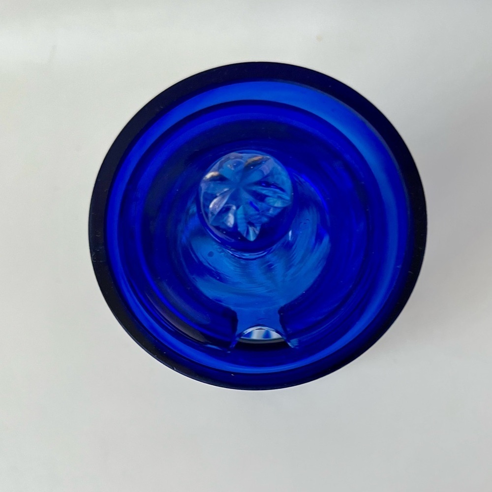 Cobalt Blue Cut To Clear Crystal Biscuit Jar - Picture 3 of 11